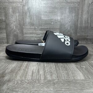 Adidas Adilette Comfort Slides Mens 12 Black White Athletic Casual NEW GY1945